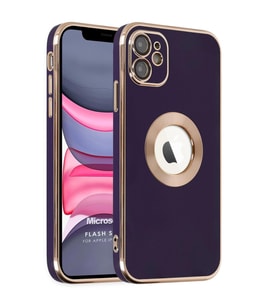 Microsonic Apple iPhone 12 Kılıf Flash Stamp Koyu Mor