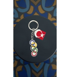 Miyuki Boncuk El Yapımı Olimpiyat Bayrağı ve Türk Bayrağı Anahtarlık/Çanta Süsü 2