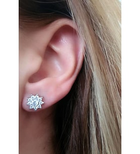 Pırlanta ışıltısında swarovski taşlı gümüş tek taş küpe