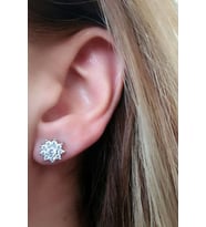 Pırlanta ışıltısında swarovski taşlı gümüş tek taş küpe