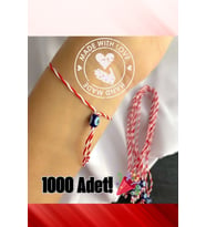 Toptan Marteniçka Dilek Bilekliği 1000 Adet Şans Bilekliği Kına Düğün Bilekliği Bride Gelin Nedime (Kırmızı-Beyaz)