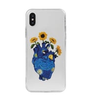 Iphone X ve XS Uyumlu Vincent Van Gogh Kalp Tasarımlı Şeffaf Telefon Kılıfı