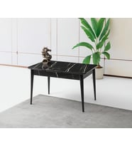 Sonata Ortadan Açılır Büyüyen Yemek Masası Mermer Desenli 80x130cm SADECE MASA FİYATIDIR (Siyah-Mermer)