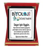 Biyoloji Öğretmenine Hediye İsim Baskılı Plaket - Öğretmenler Günü Hediyesi (Kırmızı)