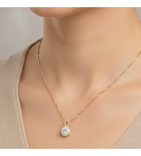 STİL İNCİSİ/ XUPING JEWELRY EVERYA ZİRKON TAŞLI KOLYE (Altın)