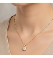 STİL İNCİSİ/ XUPING JEWELRY EVERYA ZİRKON TAŞLI KOLYE (Altın)