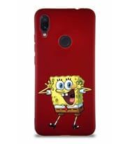 Xiaomi Redmi Note 7 Pro Soft Premier Kapak Sünger Bob Tasarımlı Silikon Kılıf - Mürdüm (Şeffaf)