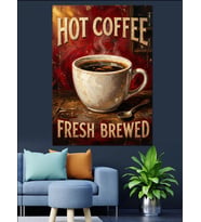 Hot Coffee Fresh Brewed Tabela Dekoratif Kanvas - Mdf Ahşap Tablo