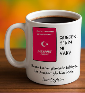 Komik - Esprili Kupa Bardak Pasaport Gidecek Yerim mi Var Yazılı Komik Kupa Bardak