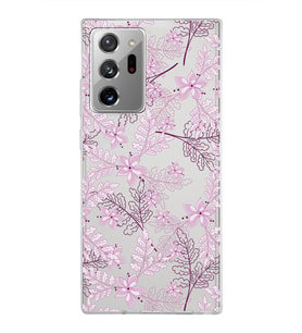 Samsung Galaxy Note 20 Ultra Kapak Floral Pudra Tasarımlı Şeffaf Silikon Kılıf