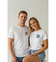 Kişiye Özel Ateş ve Su Tarih Baskılı Sevgili Kombini Sevgiliye Hediye Unisex T-shirt/Tişört (Beyaz)