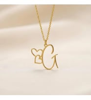 Kişiye Özel Minimalist Kalp Detaylı Harf Kolye 925K Gümüş (Gold)