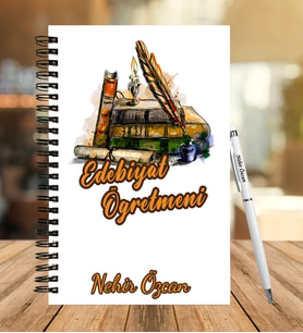 Edebiyat Öğretmenine Özel Ahşap Defter Kalem Seti