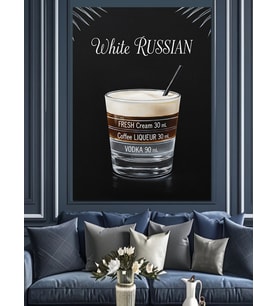 White Russian Kokteyl Tarifi Dekoratif Kanvas - Mdf Ahşap Tablo