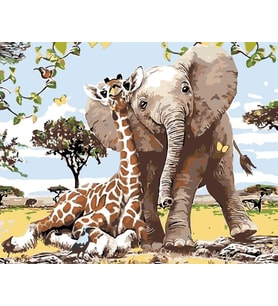 Safari Sayılarla Boyama Seti  40x 50 cm (Tuvale Gerili)