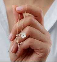 925 Ayar Gümüş Sedefli Gül Kolye