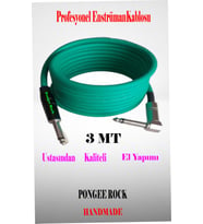 PONGEE Rock Profesyonel Enstrüman Kablosu 3 Metre Yeşil Nikel Profesyonel Jacklar
