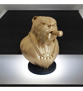 Köpek Ağzında Puro Olan Bulldog Köpek Biblo Heykel 12 x 10 x 10 cm