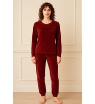 Kadın 13164-060 Uzun Kol Kadife Pijama Takımı