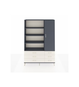Arges Dolap 8 Raflı 6 Çekmeceli Tek Kapaklı  132x30x195 Antrasit-Antrasit/Aytaşı