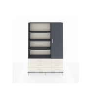 Arges Dolap 8 Raflı 6 Çekmeceli Tek Kapaklı  132x30x195 Antrasit-Antrasit/Aytaşı