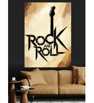 Rock And Roll Gitar Dekoratif Kanvas - Mdf Ahşap Tablo