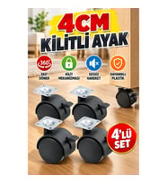 4 cm Kilitli 360° Döner Mobilya Tekerleği – Sehpa ve Ekipman İçin 4’lü Set