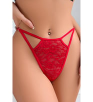 Ayarlanabilir Lastikli Kırmızı Dantelli Tanga TM1421