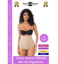 #Korse 2 Beden Küçülten İz Yapmayan Göstermeyen Lazer Kesim Yüksek Bel String Korse - 1 Adet