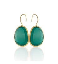 Kadir Jewellery 22 Ayar Altın Kaplama Fosil Taşlı Küpe -El İşçiliği Ve Hipoalerjenik Küpe