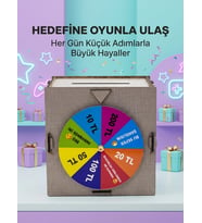 Mey İthalat® Şans Çarklı Hediyelik Tasarruf Kutusu Eğlenceli Para Biriktirme Oyun Dekoratif Ahşap Kumbara