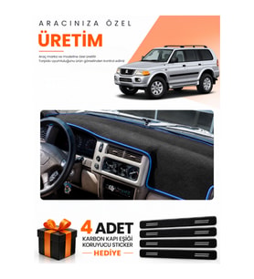 MITSUBISHI MONTERO SPORT (1996-2009) Uyumlu Torpido Koruma Örtüsü Oto Kılıfı - Siyah Mavi