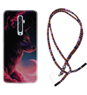 Oppo Reno 2Z 4 Lite 4 Pro 5 6 7 A31 Kılıf Boyun Asklı Rasta Silikon Wolf and Moon 1380