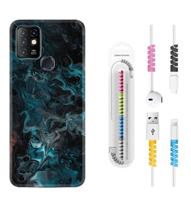 INFINIX Hot 8 9 10 11S Hot 10 Play 10T Kılıf Kablo Koruma Spiral Silikon Colorful Abstract 1384