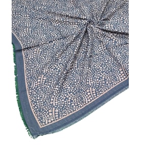 Ebruli Kışlık Desenli Eşarp 95x95 cm (Mavi)