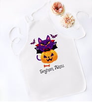 BK Gift Kişiye Özel Happy Halloween Tasarımlı Beyaz Mutfak Önlüğü-13