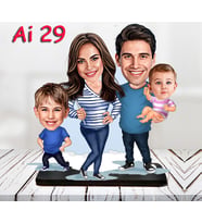 Kişiye Özel Ahşap Biblo - Aile Karikatür Biblo - 4 Kişilik Aile Biblo 12