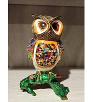 Swarovski Taşlı Baykuş Mücevherlik / Dekoratif Biblo (Beyaz)