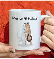 BK Gift Kişiye Özel Sevgili Evcil Hayvan Tasarımlı Beyaz Kupa Bardak-2, Arkadaşa Hediye, Sevgiliye Hediye