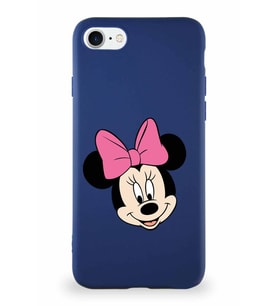 Apple iPhone SE 2020 Soft Premier Kapak Minnie Mouse-C Tasarımlı Silikon Kılıf - Lacivert (Şeffaf)