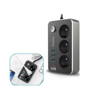 Isıya Dayanıklı Termal Akım Korumalı 2 Mt 10A 2500W 3lü Priz ve 3 Usbi 2.1A Uzatma Kablosu (5343)