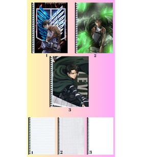 Levi ackerman 3 adet defter A4 büyük boy çizgili_kareli_çizgisiz