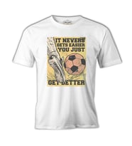 A Foot Kicking a Soccer Ball Beyaz Erkek Tshirt