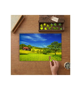 Müstakil Ev - Manzara - Doğa - Yeşillik Tasarımı 240 parça Ahşap Puzzle Ahşap Kutuda MP01543