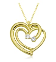 Gümüş Gold Birleşmiş Kalpler Kadın Kolye