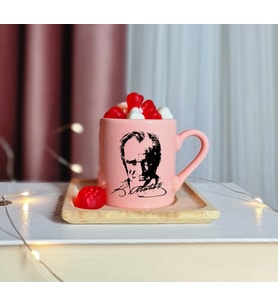 K. Atatürk Tasarımlı Pembe Türk Kahvesi Fincanı