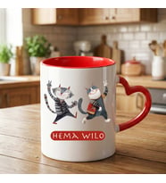 Kürtçe Hema Wilo Yazılı Kırmızı Kalp Kupa Bardağı - Hema Wilo Kalp Kupa Bardak (Beyaz)