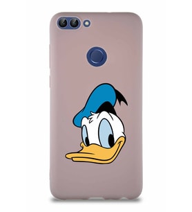 Huawei P Smart Soft Premier Kapak Donald Duck-B Tasarımlı Silikon Kılıf - Pudra (Şeffaf)