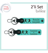 Kung Fu Felsefesine Uygun, Kişisel Yazılı 2’li Anahtarlık, Denge ve Güç Armağanı, Turkuaz-Turkuaz