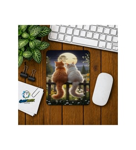 Dolunayda Kediler Baskılı Oyuncu Mousepad 062